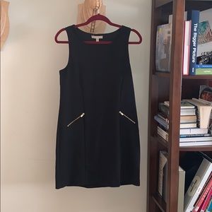 Banana Republic  S Black Poplin Shift w/ gold zips